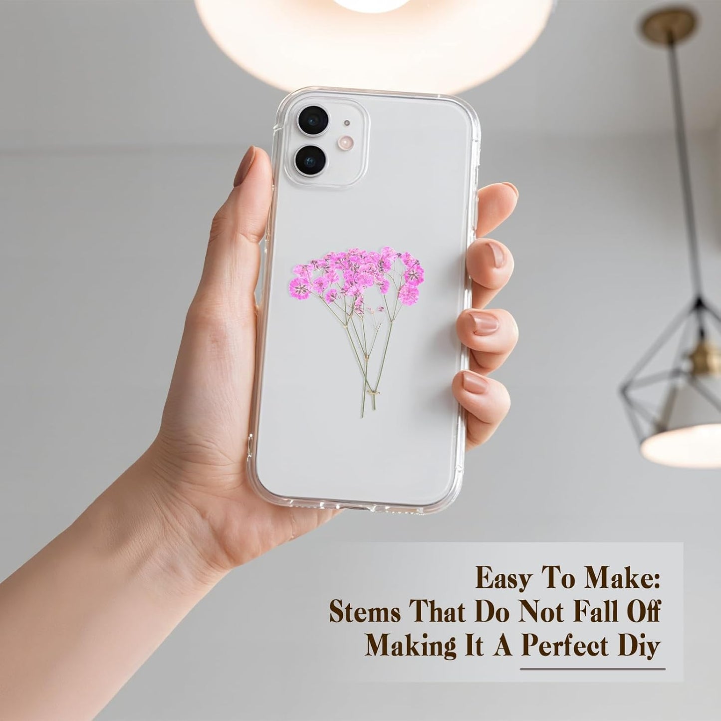 50 Pcs Baby's Breath Real Natural Dried Pressed Flowers for Wedding DIY Crafts Home Decor Resin Art Card Making Vase Arrangements ( Pink)