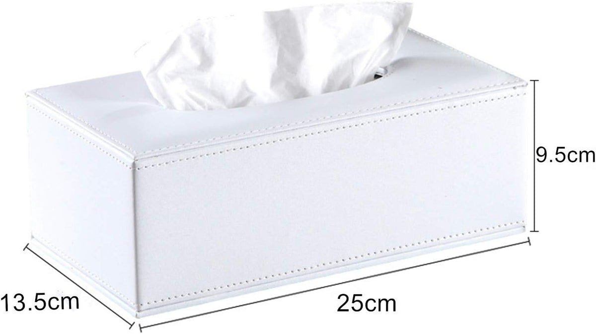 Decorative Napkin Box Faux Leather Rectangular Tissue Box Cover (Pink L)