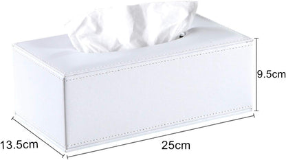 Decorative Napkin Box Faux Leather Rectangular Tissue Box Cover (Pink L)