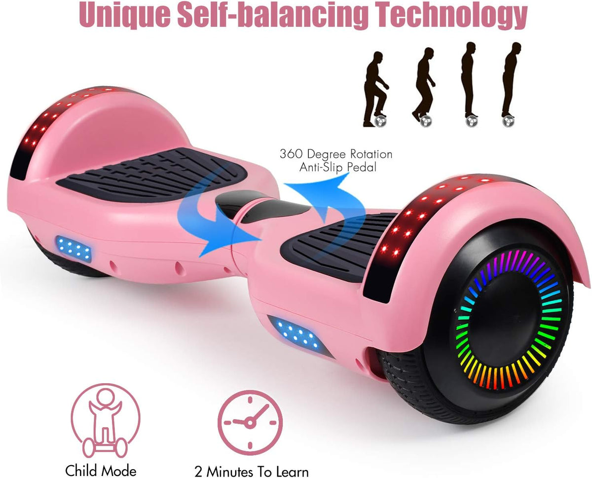 Self-Balancing Scooter with Bluetooth Speaker and LED Hub Lights