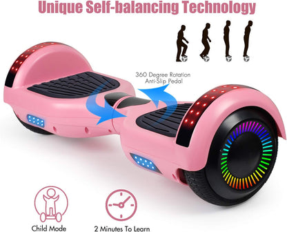 Self-Balancing Scooter with Bluetooth Speaker and LED Hub Lights