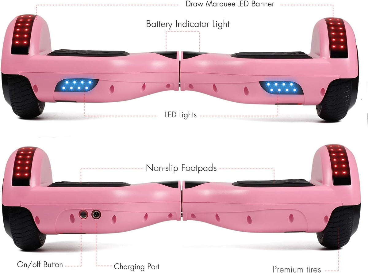 Self-Balancing Scooter with Bluetooth Speaker and LED Hub Lights