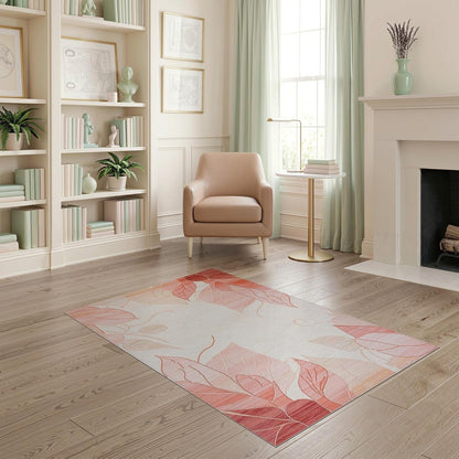 4'x6' Rose and Blush Floral Motif Ombre Washable Area Rug