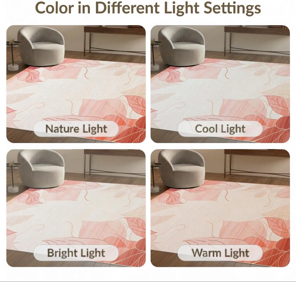 4'x6' Rose and Blush Floral Motif Ombre Washable Area Rug