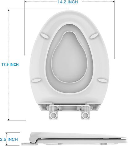 Elongated Toilet Seat, 19" Toilet Seat with Potty Training Seat for Kids, Quiet Close Hinges, Safe PP Material, Easy Install for Family Bathrooms, Pink