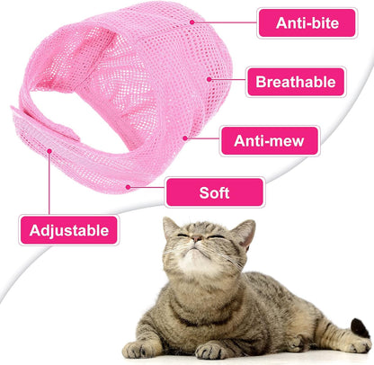 5 Pcs Cat Bathing Bag Set Cat Grooming Bag Adjustable Pet Shower Net Muzzles Nail Clipper Tick Remover Tool Massage Brush(Pink)