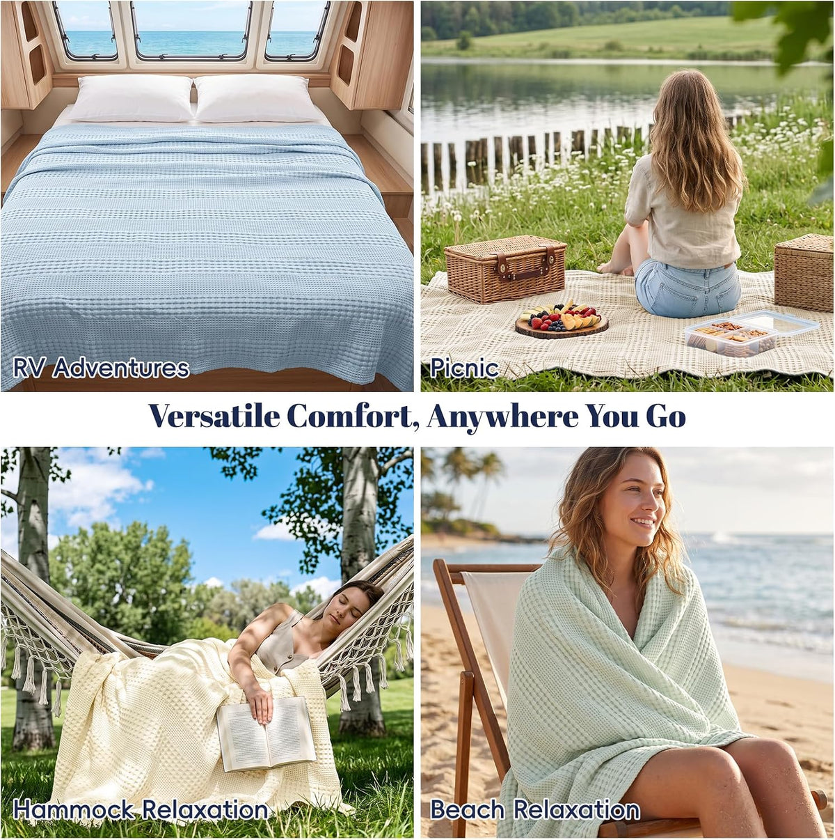 Cooling Waffle Blanket for Hot Sleepers Queen Size, 90"x90", Pink