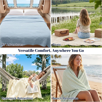 Cooling Waffle Blanket for Hot Sleepers Queen Size, 90"x90", Pink