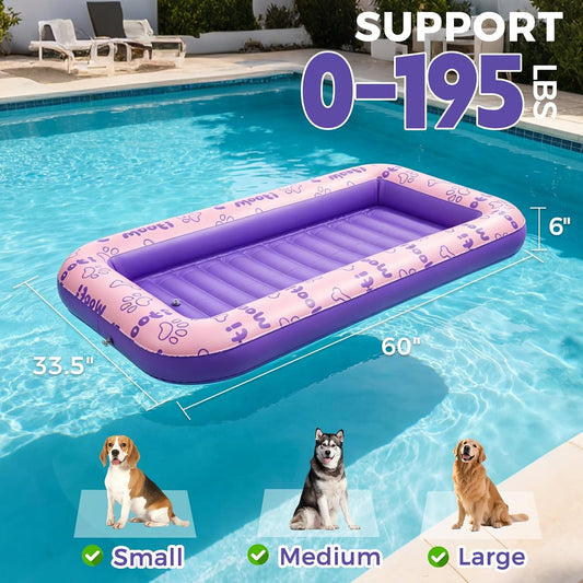 Dog Pool Float, Inflatable Floating Raft, Heavy Duty Pet Water Float Bed for Small Medium Large and Extra Large Dogs, Sturdy Comfortable Summer Dog Floatie for Swimming Pool Lake River Beach