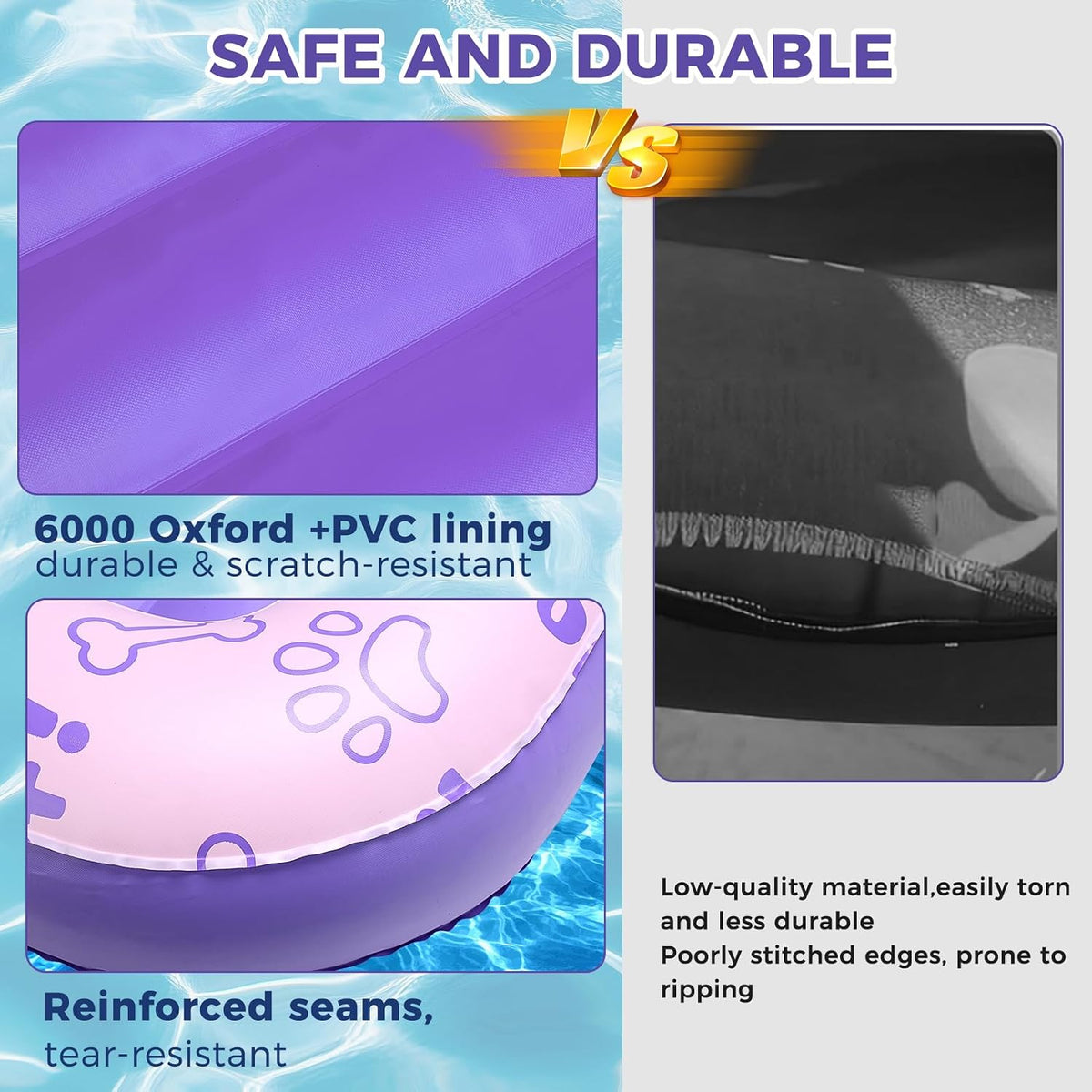 Dog Pool Float, Inflatable Floating Raft, Heavy Duty Pet Water Float Bed for Small Medium Large and Extra Large Dogs, Sturdy Comfortable Summer Dog Floatie for Swimming Pool Lake River Beach