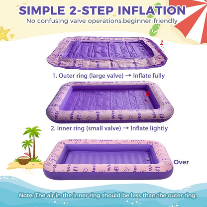 Dog Pool Float, Inflatable Floating Raft, Heavy Duty Pet Water Float Bed for Small Medium Large and Extra Large Dogs, Sturdy Comfortable Summer Dog Floatie for Swimming Pool Lake River Beach