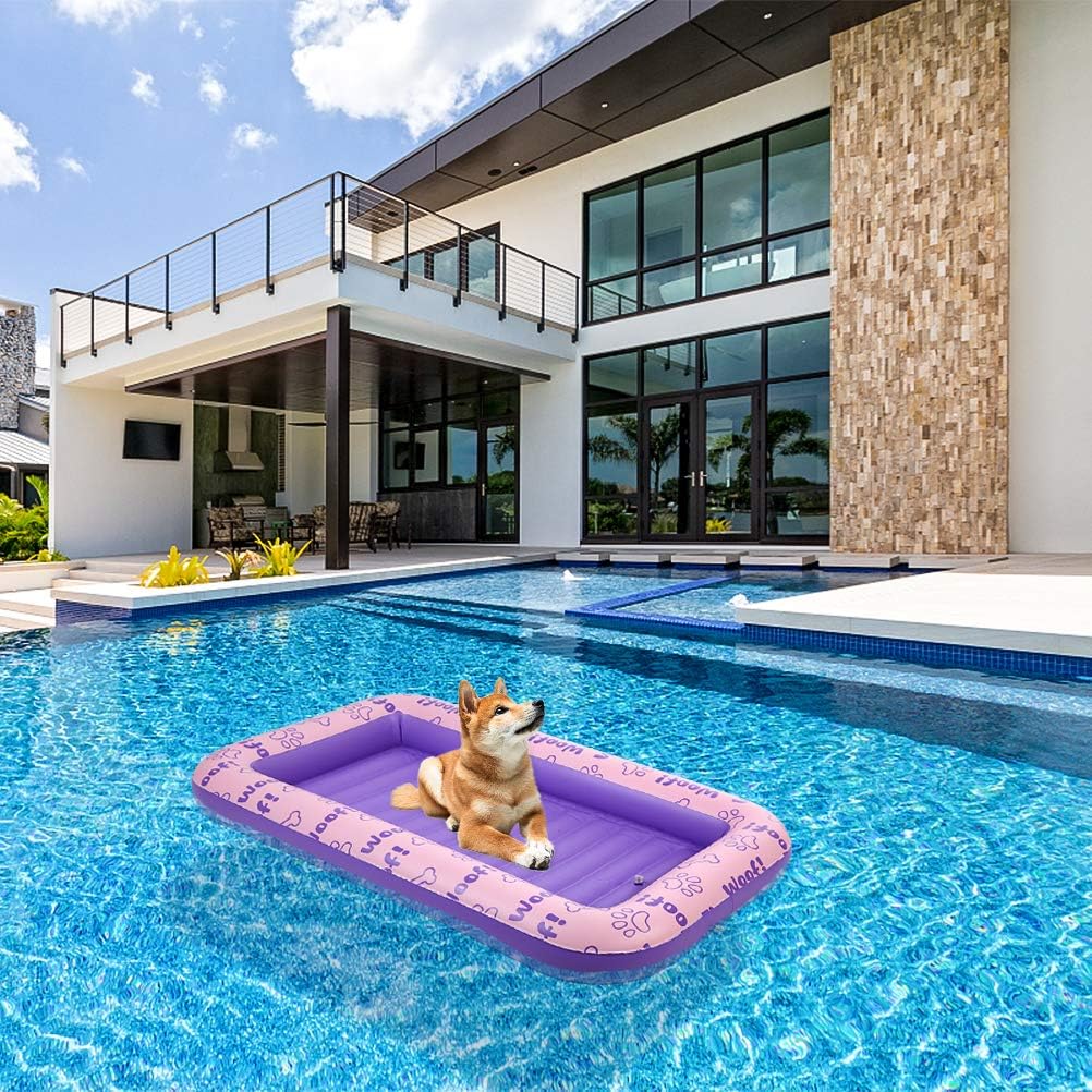 Dog Pool Float, Inflatable Floating Raft, Heavy Duty Pet Water Float Bed for Small Medium Large and Extra Large Dogs, Sturdy Comfortable Summer Dog Floatie for Swimming Pool Lake River Beach