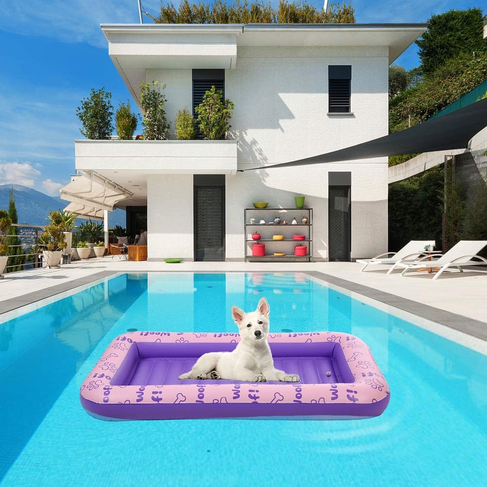 Dog Pool Float, Inflatable Floating Raft, Heavy Duty Pet Water Float Bed for Small Medium Large and Extra Large Dogs, Sturdy Comfortable Summer Dog Floatie for Swimming Pool Lake River Beach
