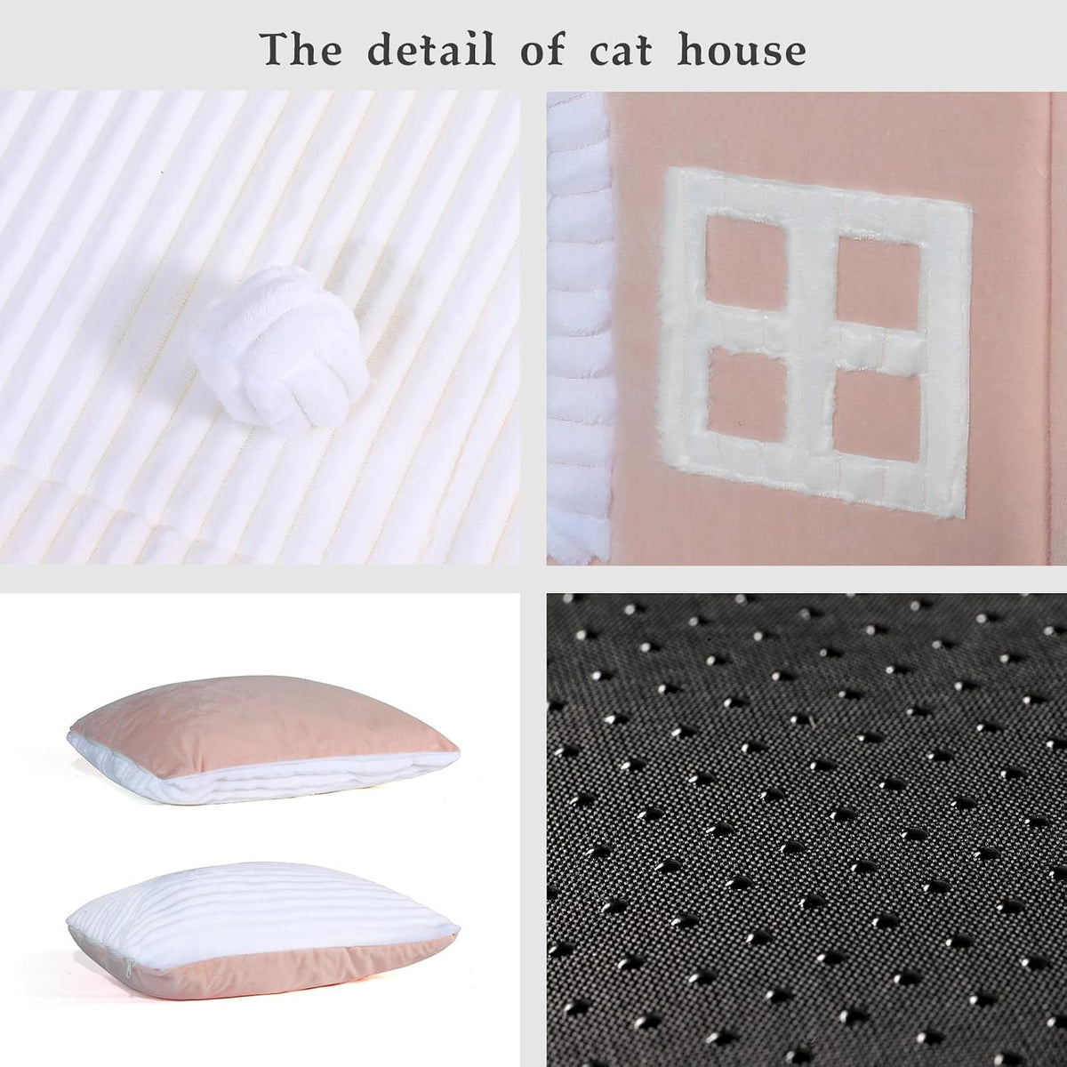 Rabbit Cat House for Indoor Cats, Cute Covered Cat Bed with Spacious Interior, Pet Cave Bed Up to 3-15 Lbs Kitten, Pink