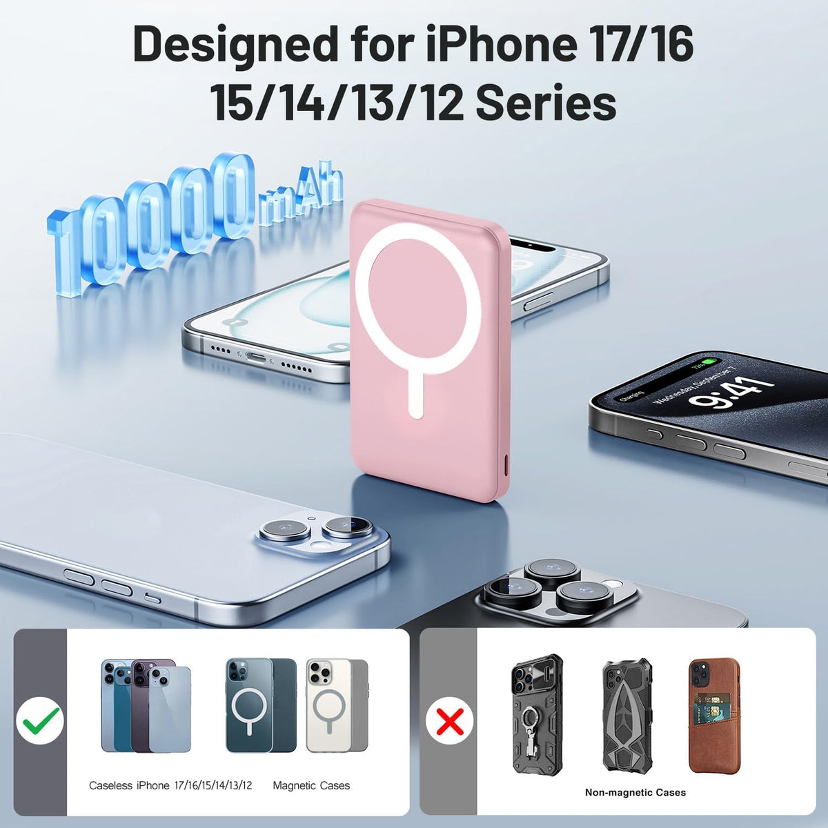 for MagSafe Portable Charger, 10000mAh Magnetic Charger for iPhone