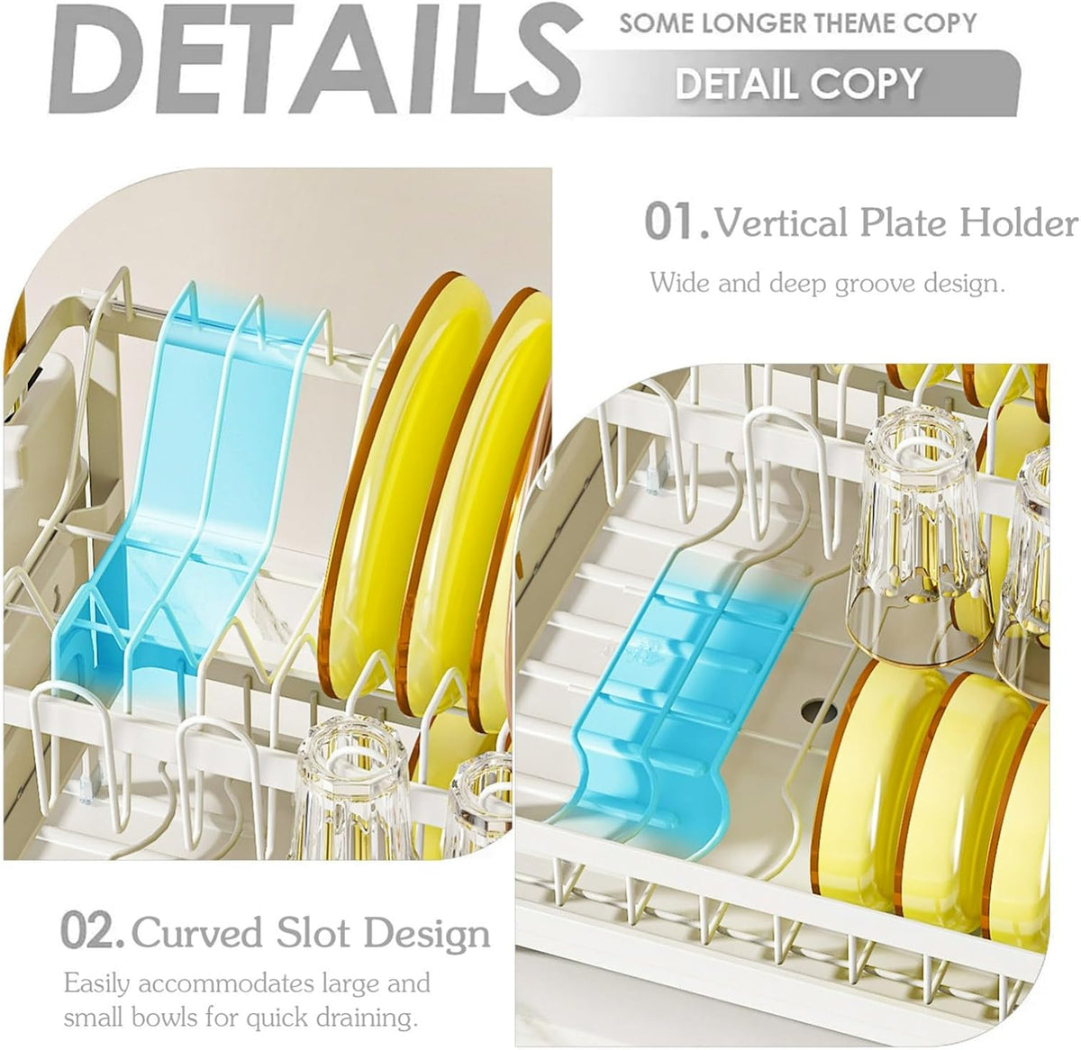 Kitchen Dish Drying Rack, 2 Tier Dish Drainer with Drainboard Pink