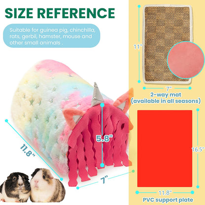 PAWNISAW Guinea Pig Hideout, Washable Fleece Pink Tunnel House & Cage Tube
