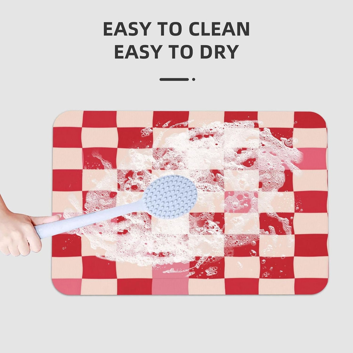 Bath Mat Pink Beige Plaid Checkerboard Pattern Absorbent Non Slip Doormat 15.7x23.6 in Washable Diatomaceous Shower Mat Floor Mats for Bathroom Kitchen Entryway