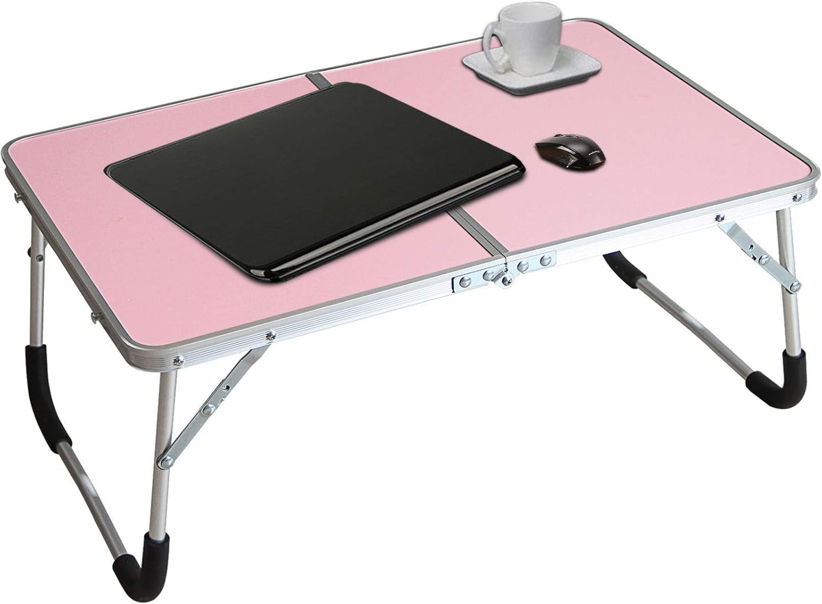 Foldable Laptop Table, Bed Desk, Breakfast Serving Bed Tray, Pink