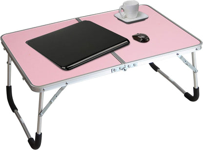 Foldable Laptop Table, Bed Desk, Breakfast Serving Bed Tray, Pink