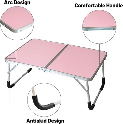 Foldable Laptop Table, Bed Desk, Breakfast Serving Bed Tray, Pink