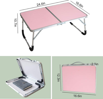 Foldable Laptop Table, Bed Desk, Breakfast Serving Bed Tray, Pink