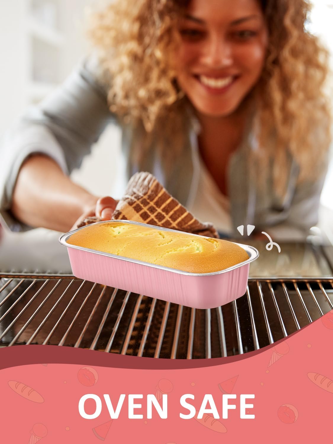 150 Pack 6.8 oz Disposable Mini Loaf Pans with Lids and Spoons - 6.5x2.5x1.2 Pink Aluminum Loaf Pans, Small Aluminum Tin Foil Baking Pan, Food Containers for Baking, Cakes, Bread, Loaves