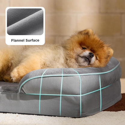 Bedsure Orthopedic Dog Beds for Small Dogs - Washable Small Dog Cat Bed Waterproof, Comfort Pet Couch Sofa with Washable Removable Cover, Pets Bed with Nonskid Bottom, Pink, 24"