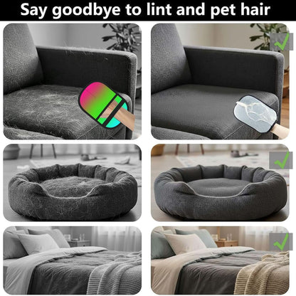 Blue Green Pink Rainbow Gradient Pet Hair Removal Glove Dogs Hair Remover Glove Cats Fur Removal Tool with Hanging Loop for Couch 6.7X9.5 in