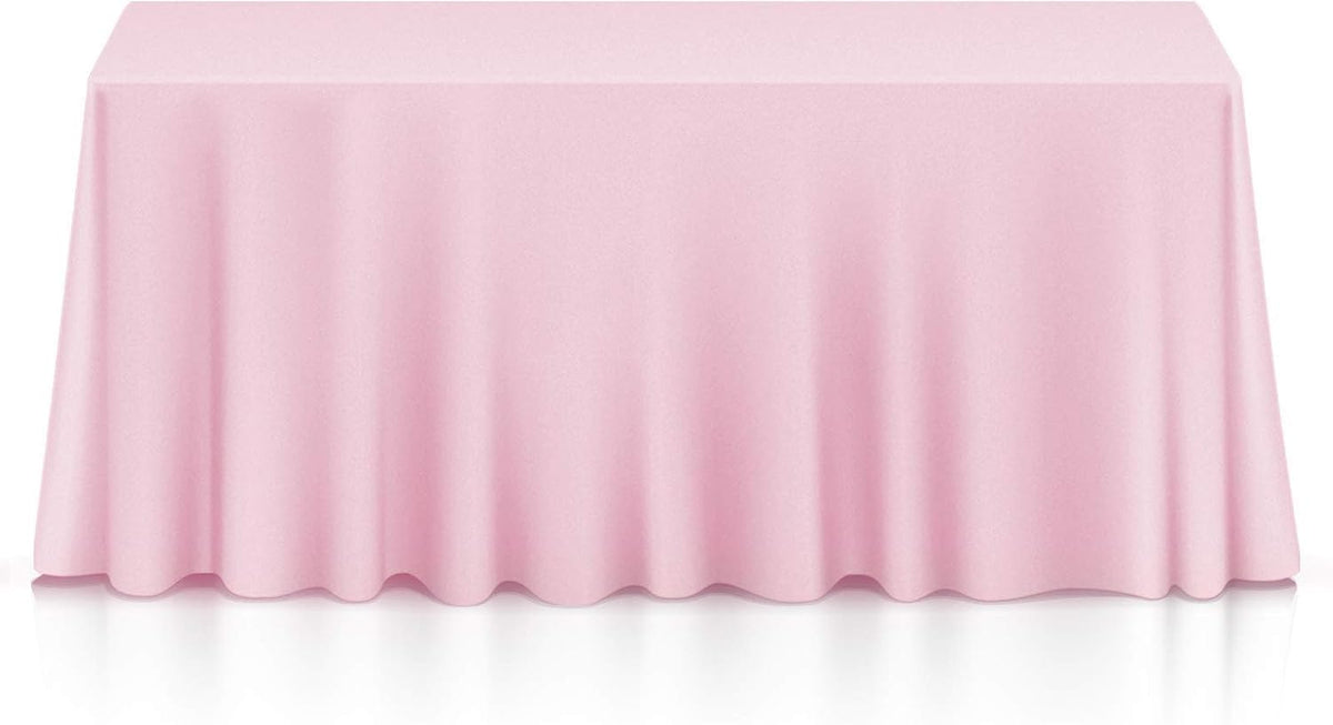 90 x 132 Inch Rectangular Tablecloth, Washable Polyester Fabric Table Cloth for Dining Tables, Parties, Restaurants, Weddings - Pink