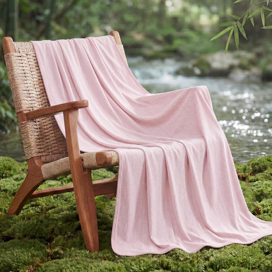 Bedsure Pink Cooling Blanket for Hot Sleepers - Summer Cold Throw Blanket for Bed, Arc-Chill Lightweight Summer Bedding, Cool Thin Ice Cold Cooled Throws with Rayon Derived from Bamboo, 50x70
