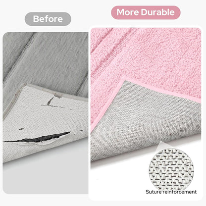 Pink Bathroom Rug, 2 Piece Super Soft Microfiber and Absorbent Shower Mat, Machine Washable Bath Mats for Valentine's Day Decorations, 20" x 32" + 16" x 24"