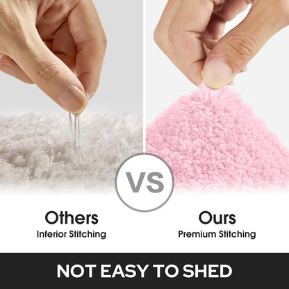 Pink Bathroom Rug, 2 Piece Super Soft Microfiber and Absorbent Shower Mat, Machine Washable Bath Mats for Valentine's Day Decorations, 20" x 32" + 16" x 24"