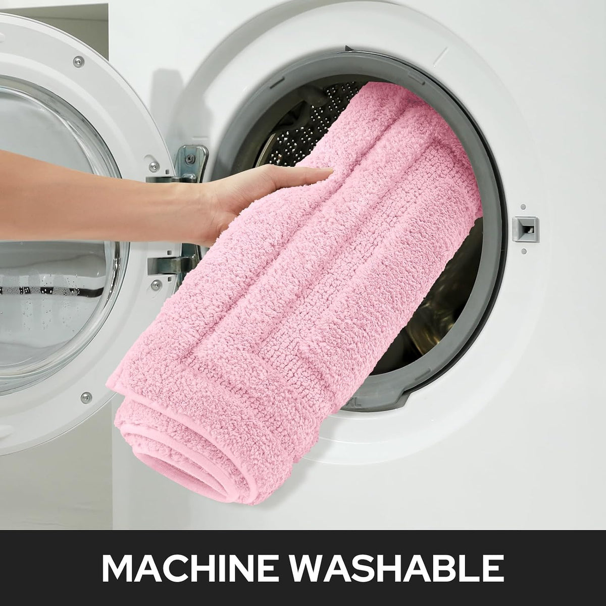 Pink Bathroom Rug, 2 Piece Super Soft Microfiber and Absorbent Shower Mat, Machine Washable Bath Mats for Valentine's Day Decorations, 20" x 32" + 16" x 24"