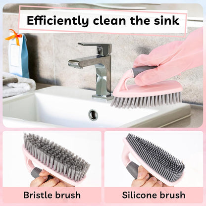 Pink Toilet Brush and Holder Set, 14 PCS Bathroom Cleaning Kit