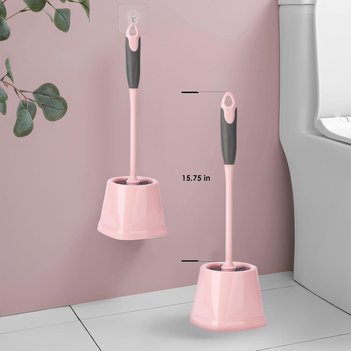 Pink Toilet Brush and Holder Set, 14 PCS Bathroom Cleaning Kit