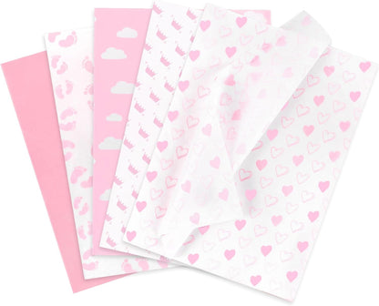 Tissue Paper, 50 Pcs Baby Feet Print Pink Tissue Paper for Gift Bags Gift Wrapping, Cute Baby Girl Design Tissue Paper Gift Wrap for Baby Shower, Birthday, Anniversary, Craft, 19.7x13.8in