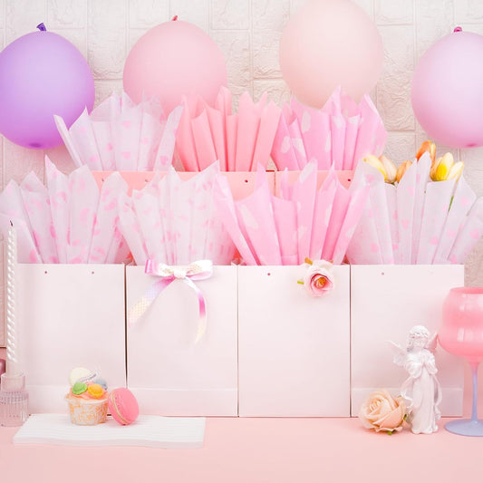 Tissue Paper, 50 Pcs Baby Feet Print Pink Tissue Paper for Gift Bags Gift Wrapping, Cute Baby Girl Design Tissue Paper Gift Wrap for Baby Shower, Birthday, Anniversary, Craft, 19.7x13.8in