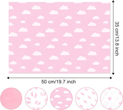 Tissue Paper, 50 Pcs Baby Feet Print Pink Tissue Paper for Gift Bags Gift Wrapping, Cute Baby Girl Design Tissue Paper Gift Wrap for Baby Shower, Birthday, Anniversary, Craft, 19.7x13.8in
