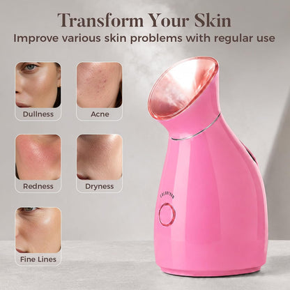 Nano Ionic Facial Steamer Kit with 17 Skin Care Tools for Home Spa
