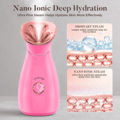 Nano Ionic Facial Steamer Kit with 17 Skin Care Tools for Home Spa