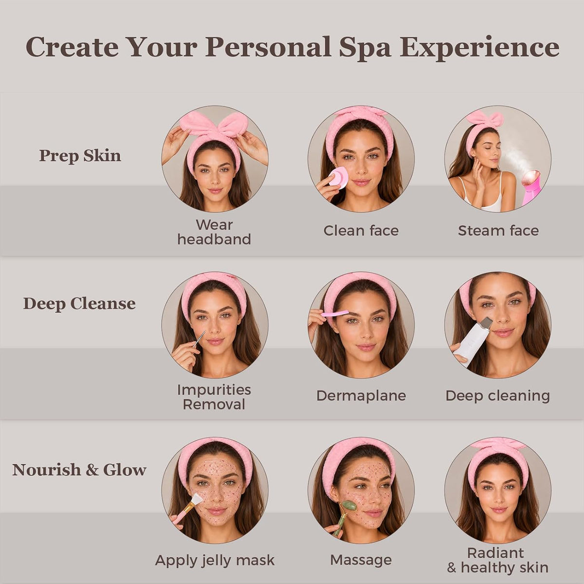 Nano Ionic Facial Steamer Kit with 17 Skin Care Tools for Home Spa