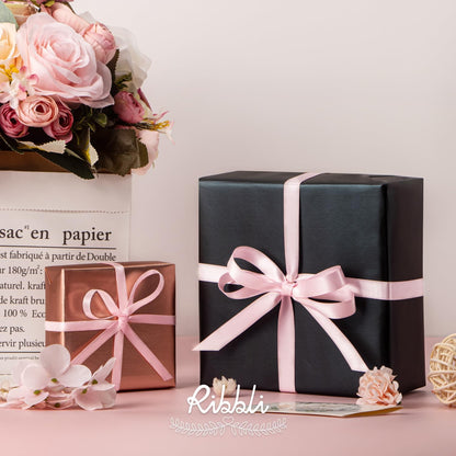 Light Pink Satin Ribbon,Double Faced Satin 1/4 inch x Continuous 50 Yards,Silver Ribbon Use for Bows Bouquet,Gift Wrapping,Wedding Decoration,Floral Arrangement