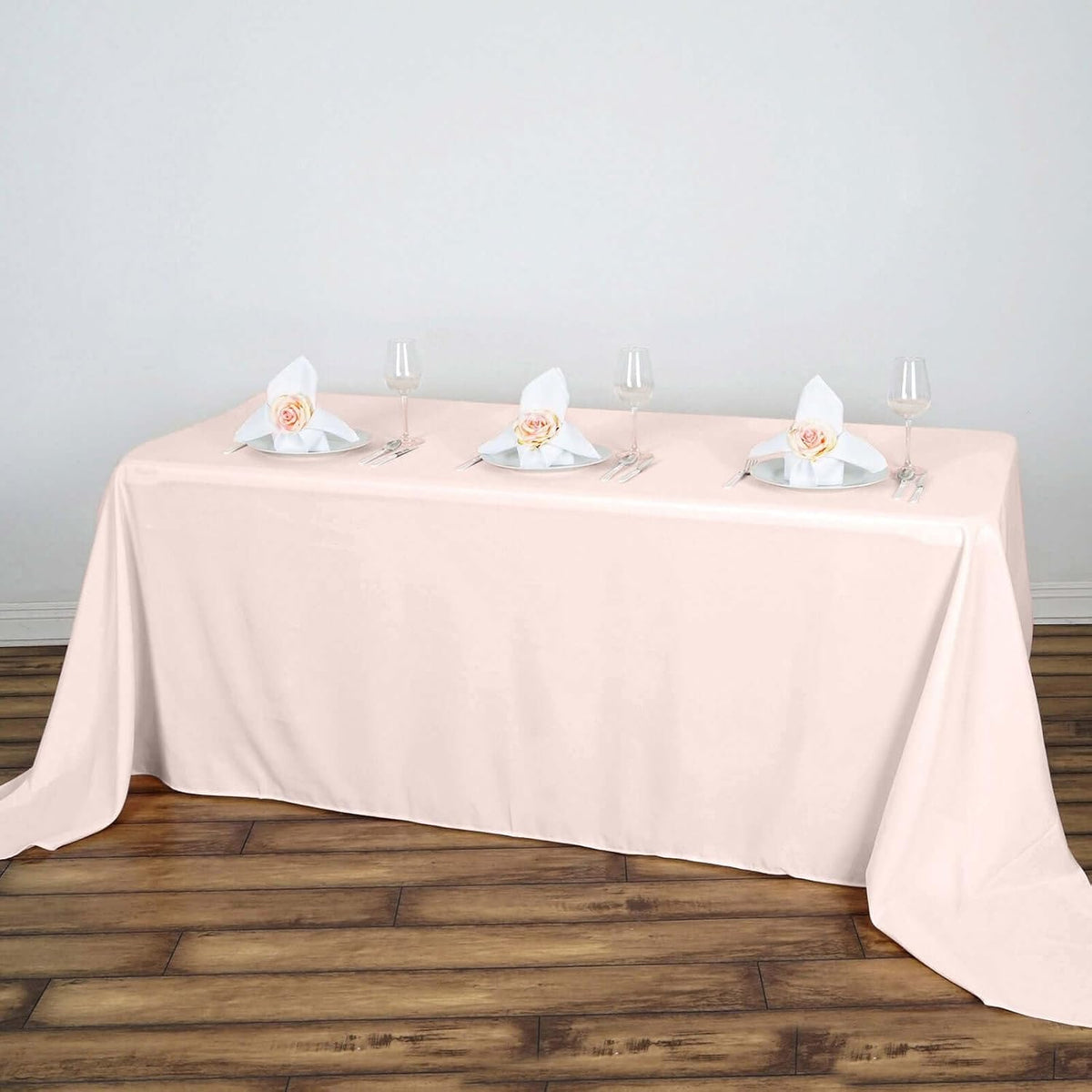 Rectangle Tablecloth, 90"x132" Stain & Wrinkle Resistant Washable Table Cloth, Oblong Decorative Polyester Fabric Table Cover for Dining, Party, Wedding & Baby Shower- Blush
