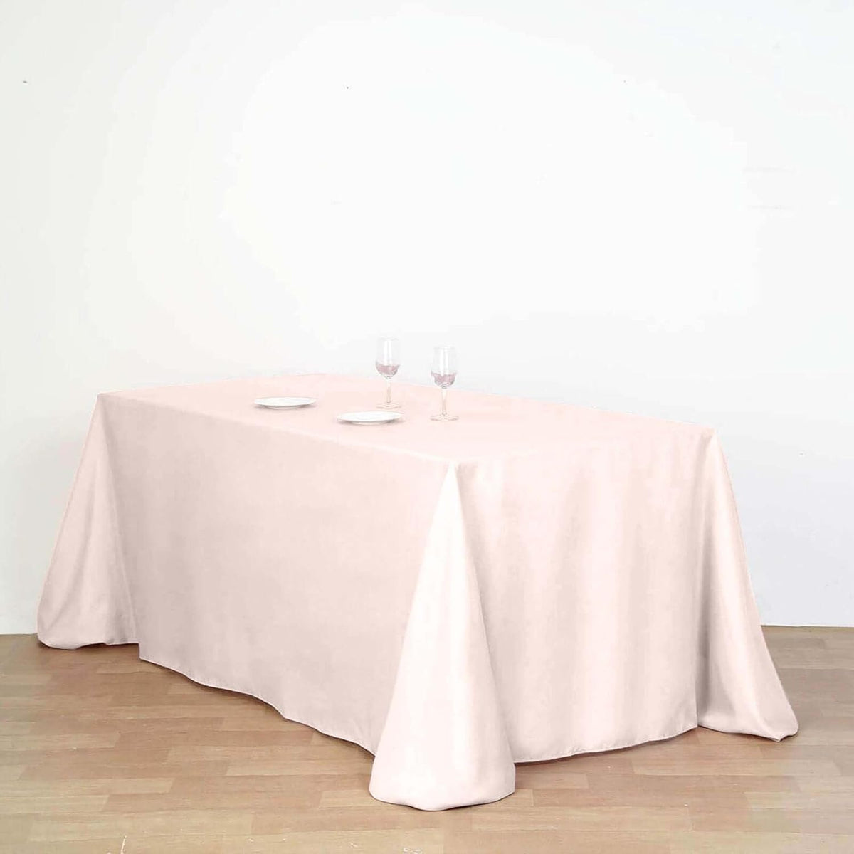 Rectangle Tablecloth, 90"x132" Stain & Wrinkle Resistant Washable Table Cloth, Oblong Decorative Polyester Fabric Table Cover for Dining, Party, Wedding & Baby Shower- Blush