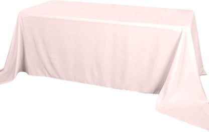 Rectangle Tablecloth, 90"x132" Stain & Wrinkle Resistant Washable Table Cloth, Oblong Decorative Polyester Fabric Table Cover for Dining, Party, Wedding & Baby Shower- Blush