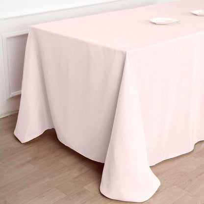 Rectangle Tablecloth, 90"x132" Stain & Wrinkle Resistant Washable Table Cloth, Oblong Decorative Polyester Fabric Table Cover for Dining, Party, Wedding & Baby Shower- Blush
