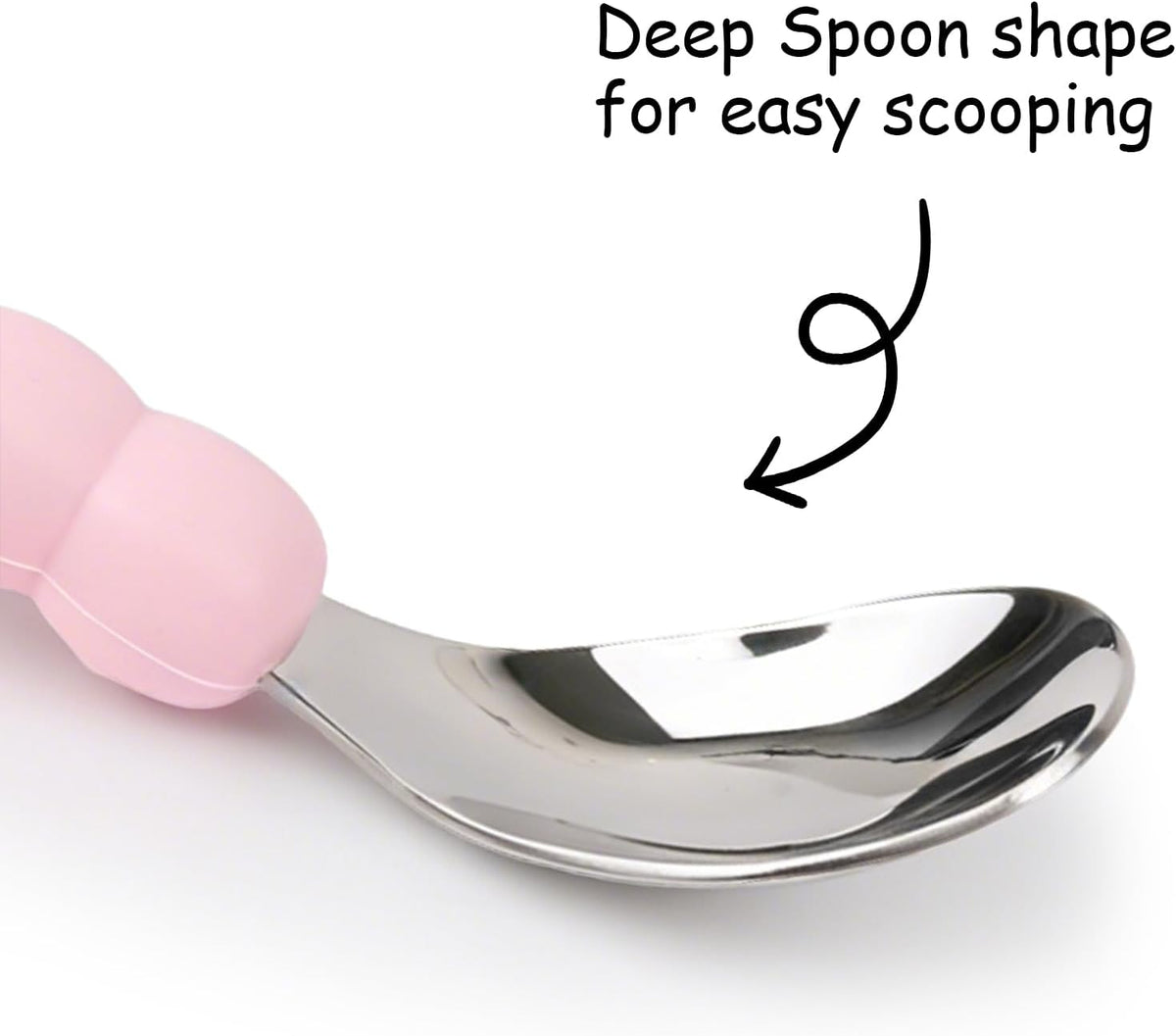 Toddler Utensils, Stainless Steel Baby Forks and Spoons Set Caterpillar Silicone Handle, Kids Silverware with Portable Storage Case, Baby Feeding Essentials, Dishwasher Safe (Pink)