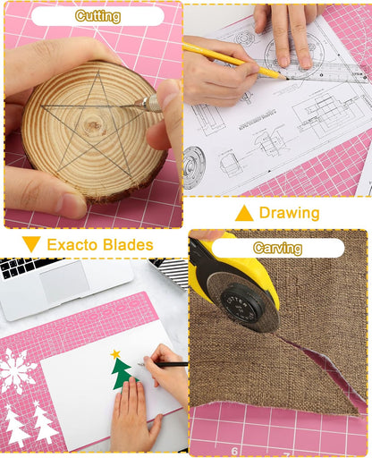 Density-upgraded 18"x12" Self Healing Cutting Mat, Rotary Sewing Mat for Crafts, 5-Ply Blade Table Protector Cut Board for Fabric Leather Cutting Quilting Modeling Hobby Project, A3, Pink