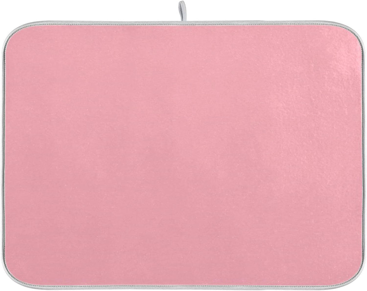 Light Pink Printed Dish Drying Mat for Kitchen Counter Absorbent Dishes Drainer Protector Pad Fast Dry Kitchen Accessories 18x24inch